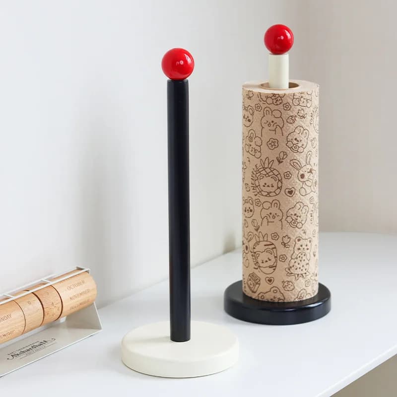 Portarotolo in Legno Senza Foratura, Porta Carta Igienica da Cucina, Accessori Bagno, Porta Fazzoletti Verticale Antiscivolo, Porta Rotolo