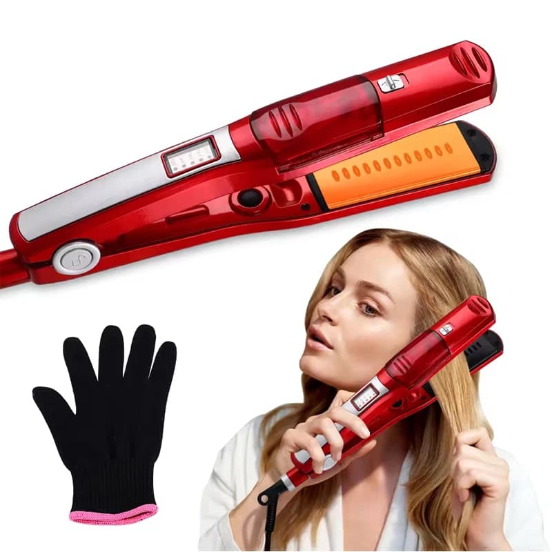 Piastra per Capelli Elettrica a Vapore con Riscaldatore in Ceramica PTC e Tormalina, Strumento per Lisciare i Capelli