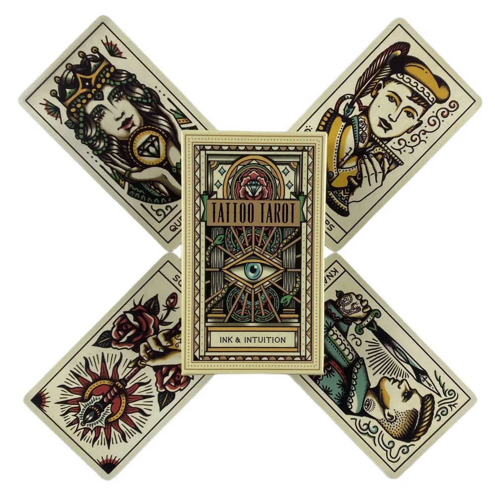 Tattoo Tarot Cards A 78 Deck Oracle English Visions Divination Edition Board Playing Games