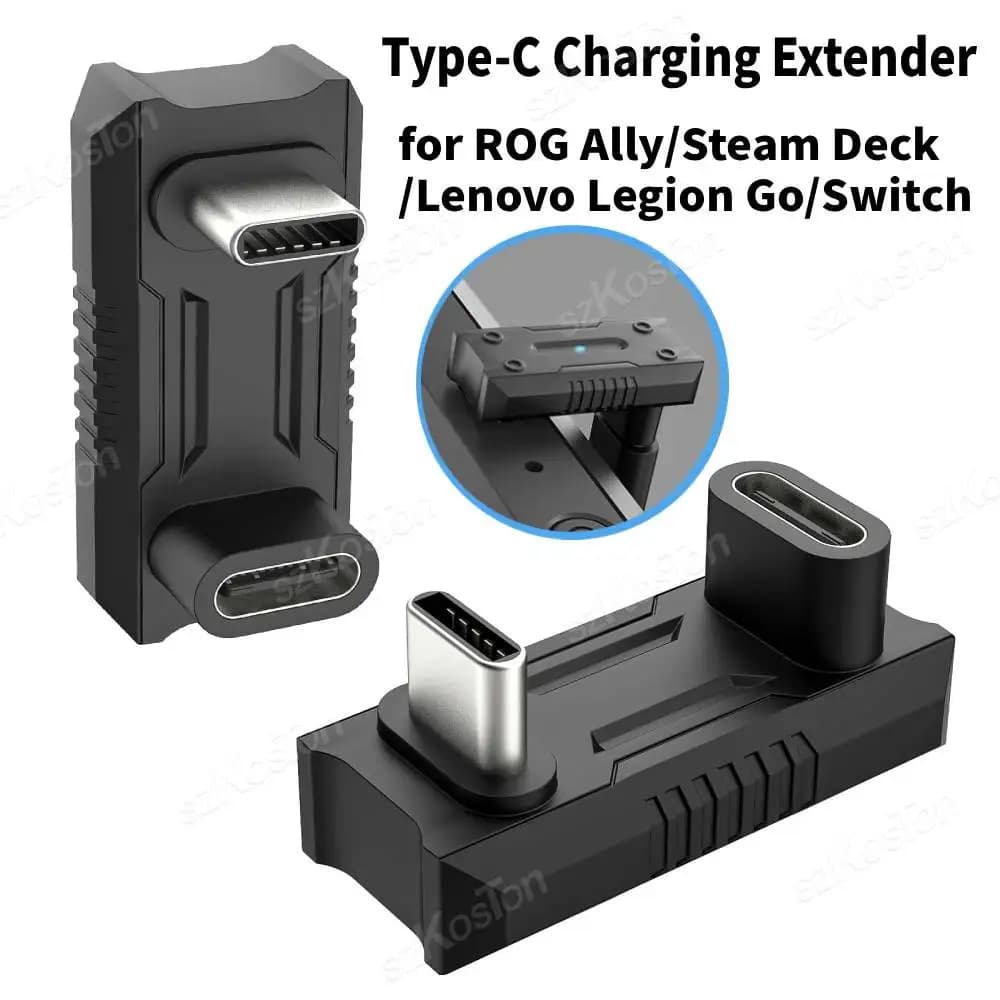 Estensore per Ricarica Rapida 180 ° Adattatore USB C Maschio a USB C Femmina per ROG Ally, Steam Deck, Lenovo Legion Go, Console di Gioco Switch