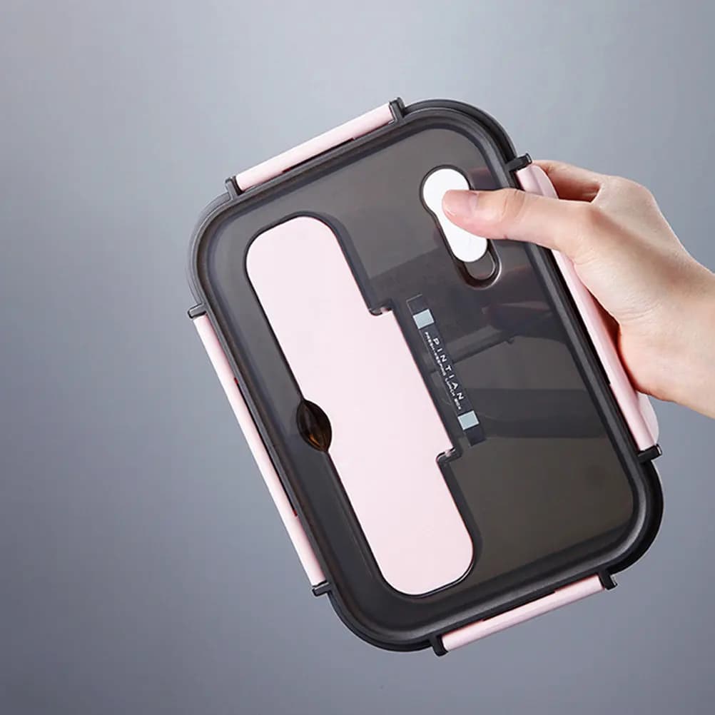 Contenitore per Pranzo in Plastica a Due Scomparti 1500ml, Sigillato e Adatto al Microonde, Portatile con Porta Posate, per Ufficio e Conservazione Alimenti