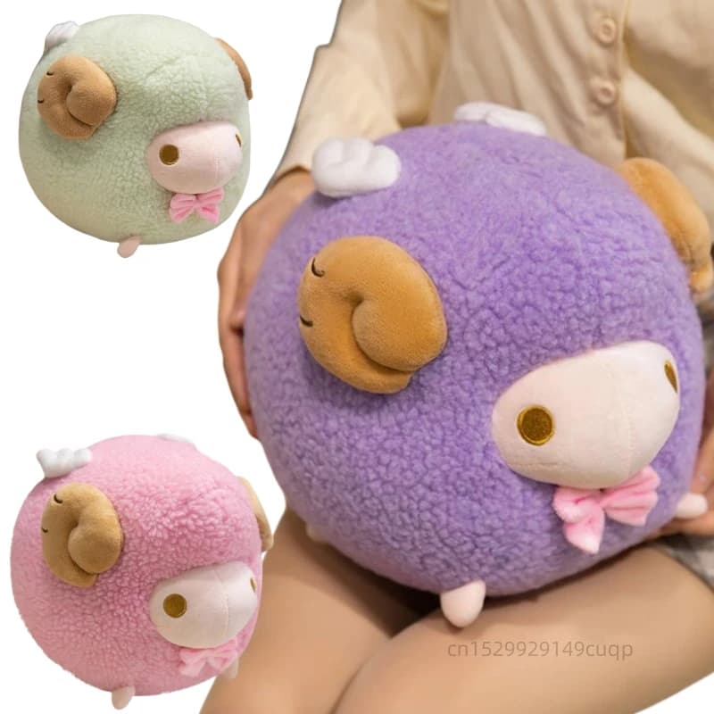 Commercio all'ingrosso 25 cm cartone animato carino rotondo pecora peluche bambola cuscino viola rosa verde argali capra giocattolo decorazione della casa regalo per i bambini