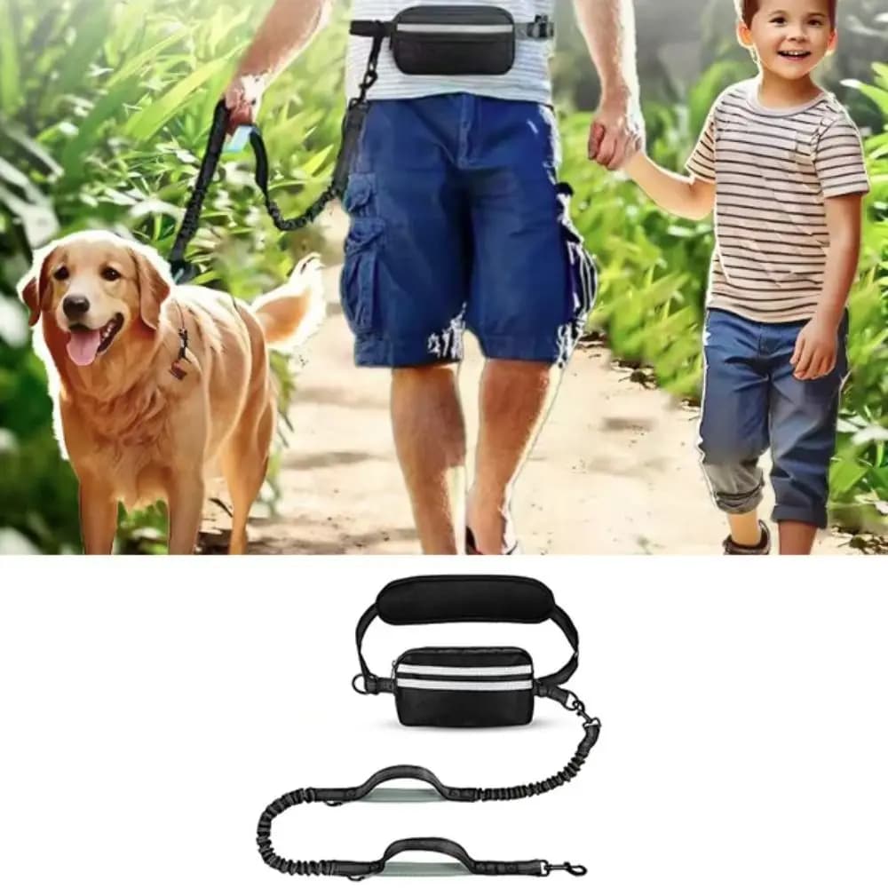 Racer for Dogs with Reflective Stripe and Pocket with Hinge, Stroller Grip with Handles Padded and Adjustable Belt