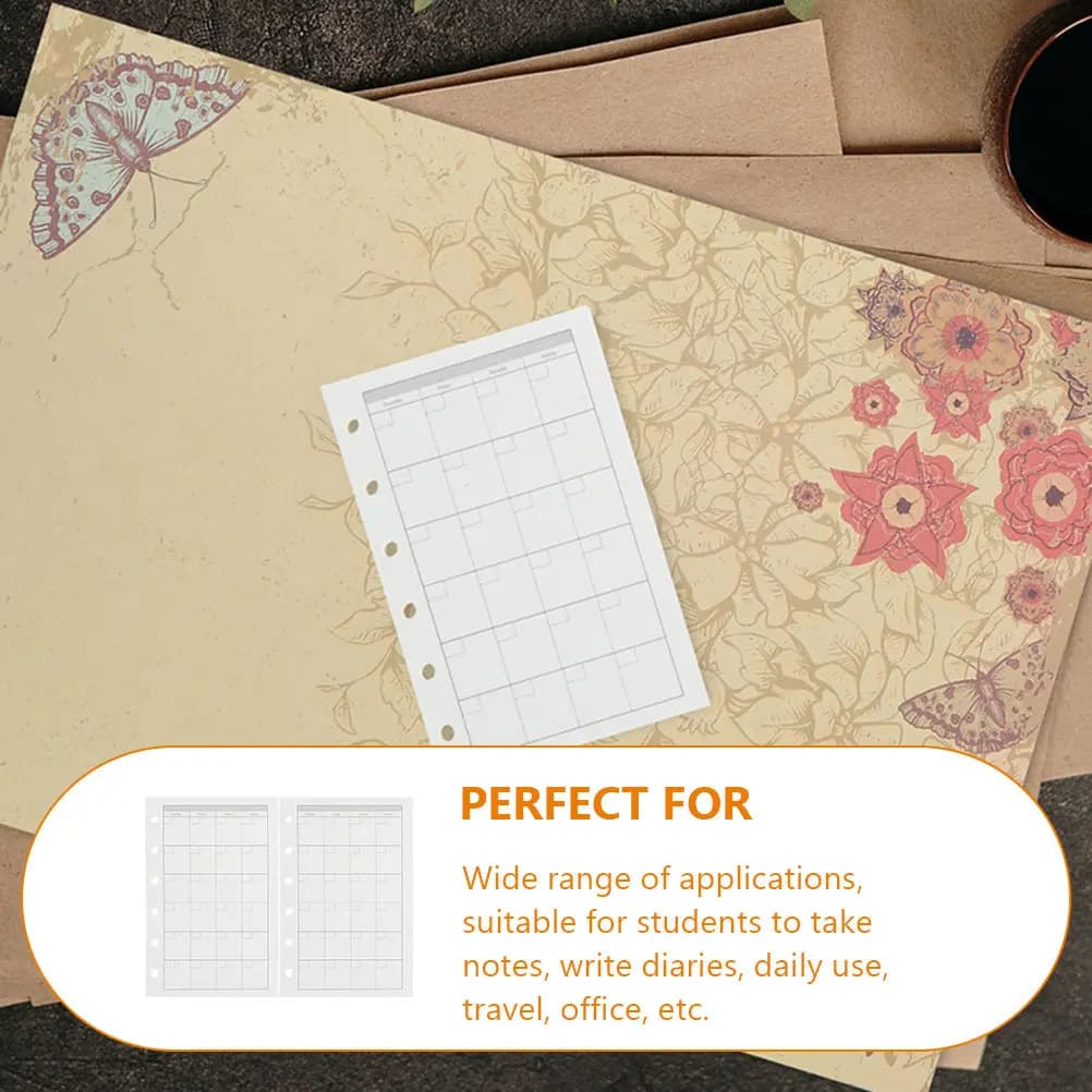 2Sets Planner Refill Paper Loose Leaf Notebook Replacement Inserts Thick Smooth Paper for Writing Notes Office School Use