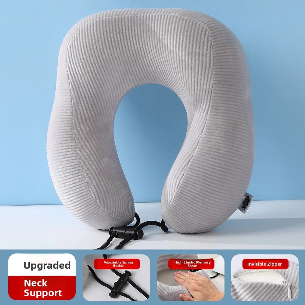 Cuscino a U in Memory Foam a Lento Ritorno con Tessuto Magnetico per Supporto Collo, Ideale per Riposini e Viaggi Aerei, Portatile e Confortevole