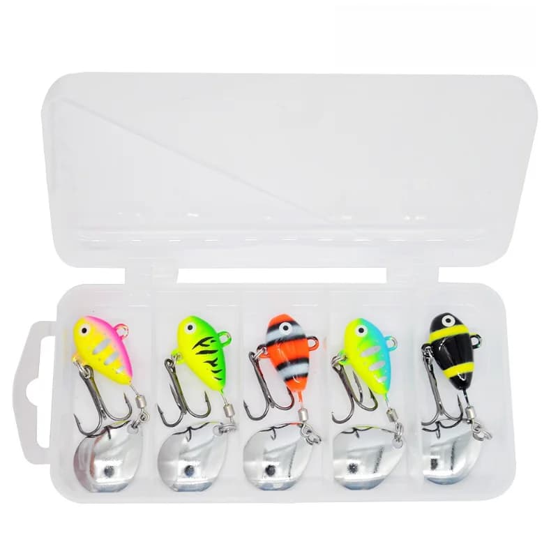 ALASICKA Scatola da 5 VIB Coda Spinning 10g16g Balanced Spinning Metal Jig VIB Esca vibrante Nuovo Attrezzatura Zavorra Esca Esche da pesca