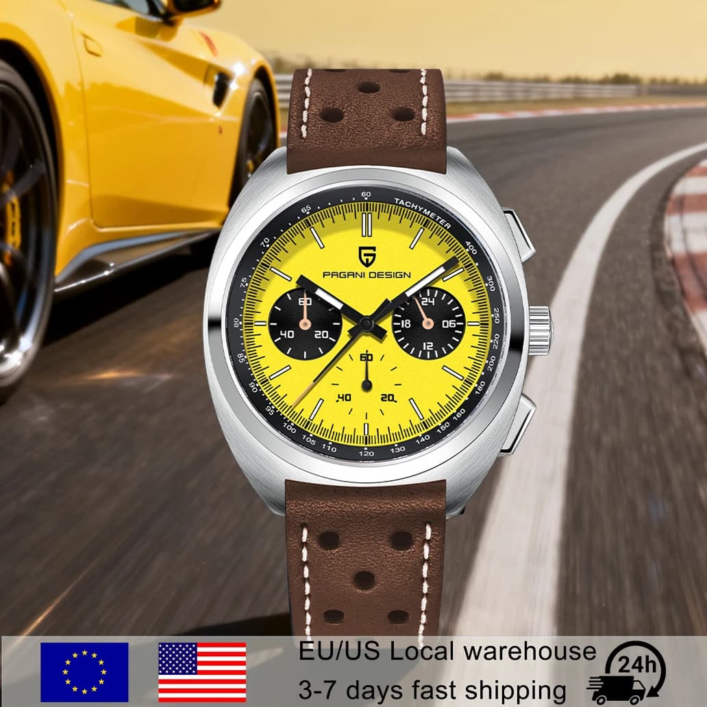 PAGANI DESIGN Men's racing car watches Men's quartz watch Sports chronograph Sapphire crystal 100 M men's waterproof wristwatch