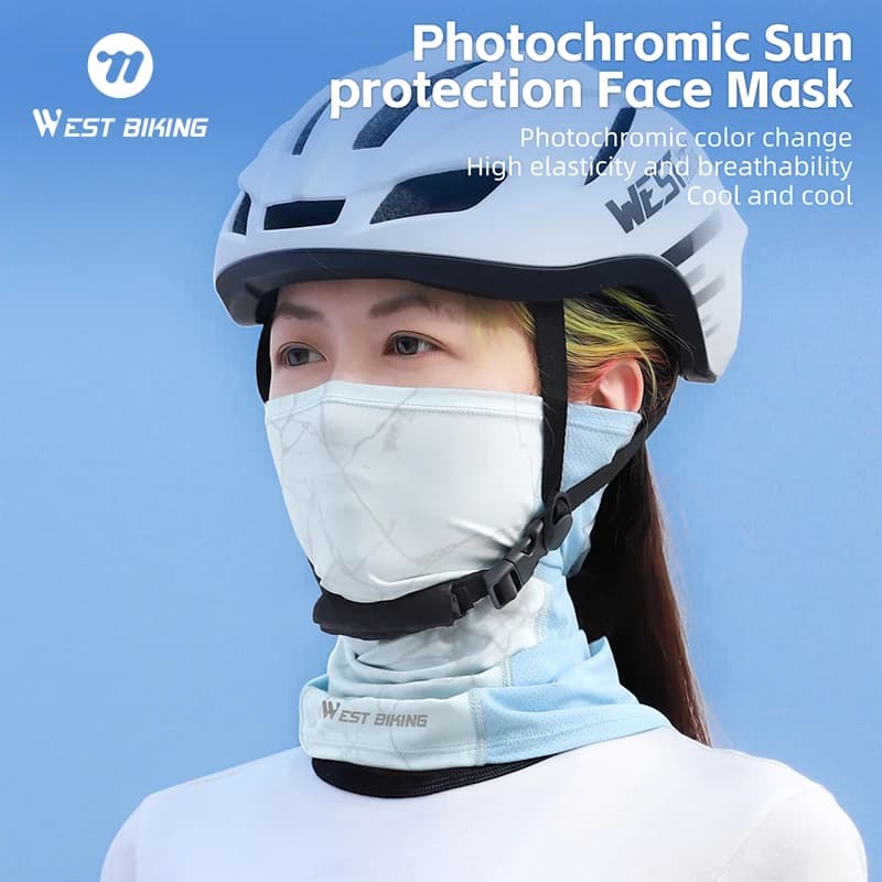 WEST BIKING Passamontagna Fotocromatico con Protezione Solare, Maschera Integrale Traspirante Rinfrescante per Ciclismo Outdoor, Unisex
