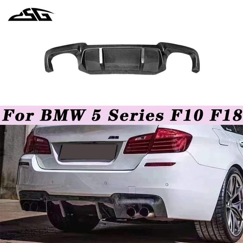 Rear carbon fiber diffuser V style for BMW Series 5 F10 F18 M Sport, rear splitter, spoiler, body kit.