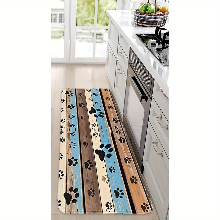 Tappeto da Cucina con Motivo a Impronte di Zampe, Antiscivolo, Design Pop, Tappetino da Bagno, Tappeto per Lavanderia e Decorazione Casa