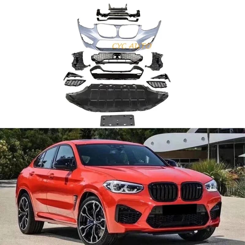 X4M Style Carrozzeria Kit for X4 Facelift F98, Front bumper and rear diffuser with Tube, for X4 G02 Pre-Lci 2017- 2021