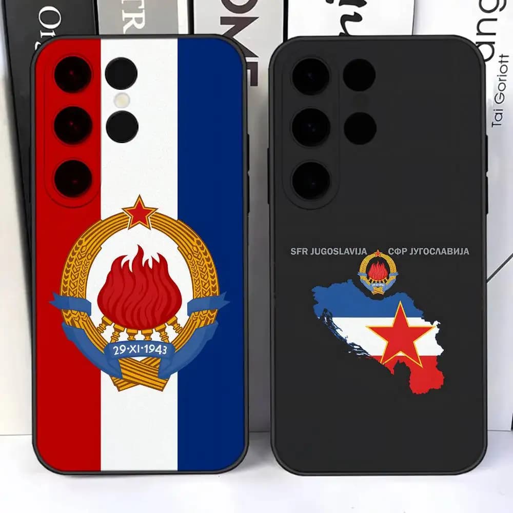 Y-Yugoslavia Custodia per passaporto per Samsung S25,S24,Ultra,S20,S30,Plus,S22,S23,Ultra,Plus,5G Nero morbido