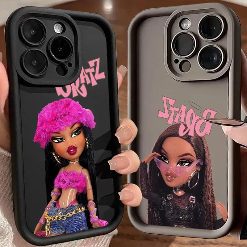 Cover per iPhone 17E 11 12 13 14 15 16 17 Pro Max Fundas 17 Air 15 Plus 16e 13 Mini in Silicone, Custodia Posteriore alla Moda Bratzs Carina