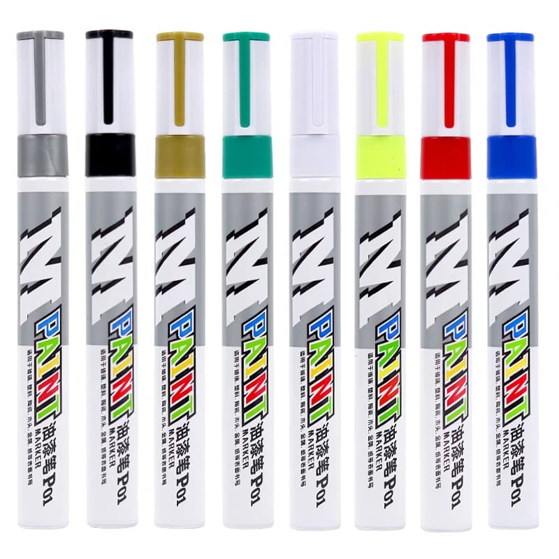 M&G 1/12 Pcs 2mm Black Blue Red White Silver Waterproof Paint Pen Oil-based Paint Car Scratch Repair Pen Auto Touch Up Paint Pen