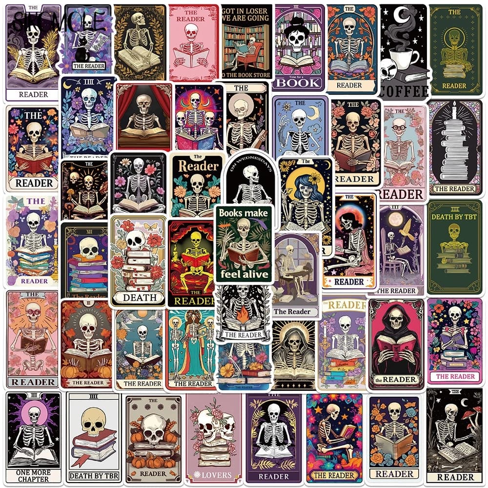 10/30/50PCS Lettore di Carte dei Tarocchi di Polvere Graffiti Adesivi Scheletro Del Fumetto Estetico Giocattolo FAI DA TE Per Bambini Bagagli di Viaggio Frigo Decal adesivo