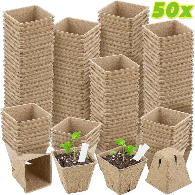 Biodegradable Garden Nursery Pots Pulp Seed Starter Pots Flower Propagation Container with Drainage Holes Home Gardening Tools