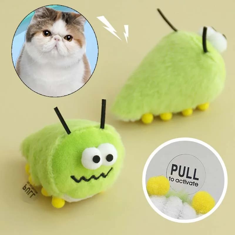 Giocattolo di peluche per gatti interattivo erba gatta verde bug gattino carino giocattolo da masticare resistenza al morso di cigolio accessori giocattolo per gatti