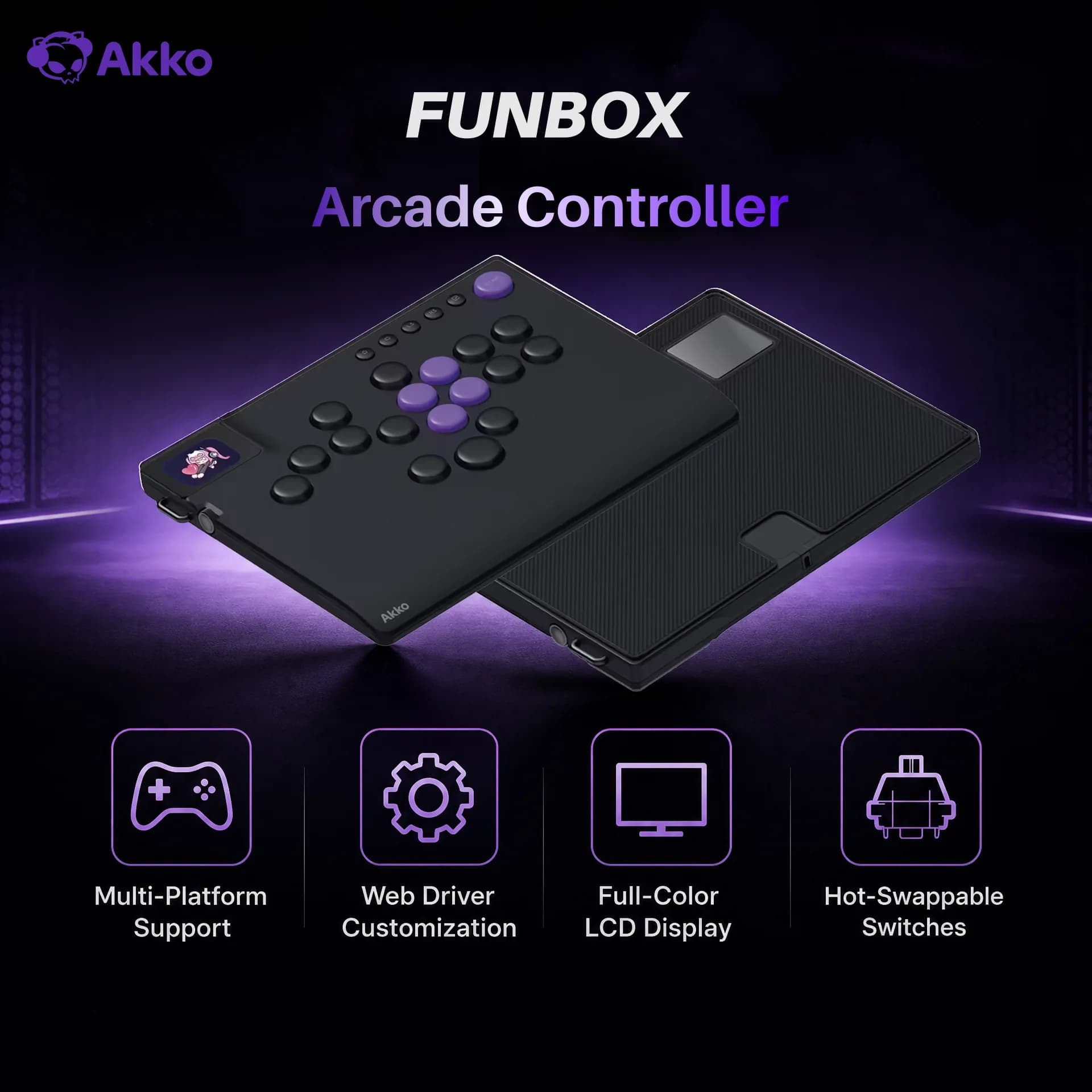 Akko FUNBOX Magnetic Leverless Hitbox Controller Stickless Arcade Controller Keyboard For PC/ PS5/PS4 Switch Fighting Stick