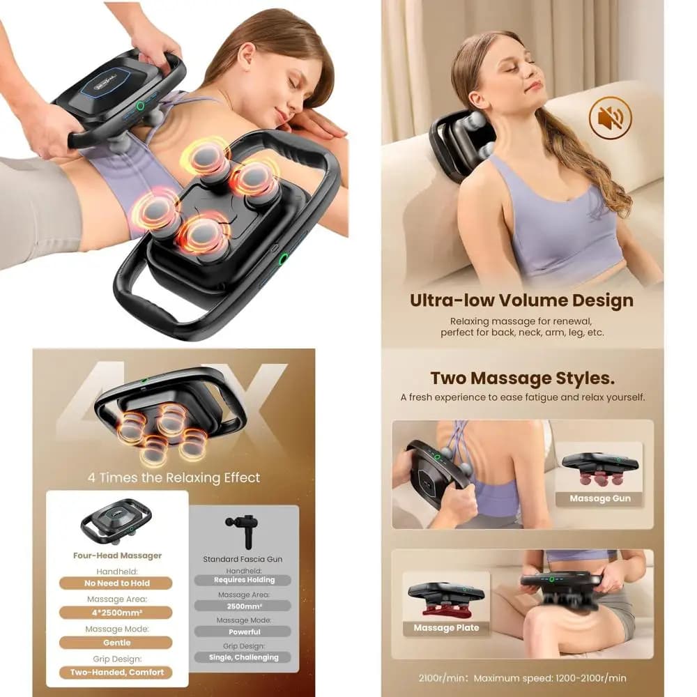 4 heads deep tissue massage pad for improved pain relief, FSA/HSA Eligible, efficient muscle recovery