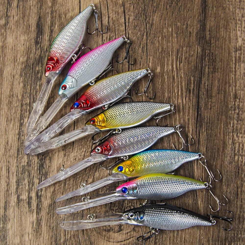 8 pz Affondamento Minnow Esche Lancio Lungo Esche Dure Artificiali Spigola Trota Swimbait Pesca Wobbler Accessori Per la Pesca