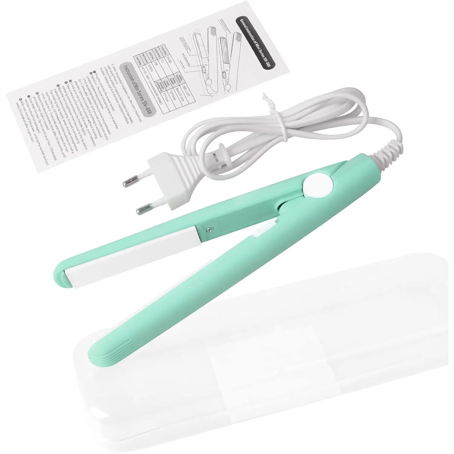Mini Piastra per Capelli 2 in 1 con Piastra in Ceramica e Tormalina, Arricciacapelli Portatile per Uso Domestico, Spina USA, Verde