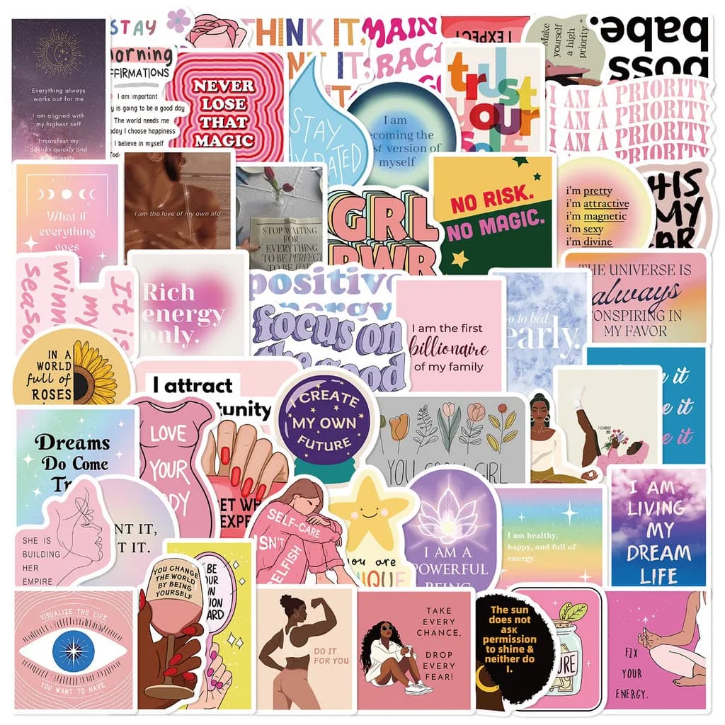 52 fogli Empowering Black Girl Motivazionale Vision Graffiti Adesivo Impermeabile Decalcomanie fai da te per chitarra Notebook AnimeWorlds Store