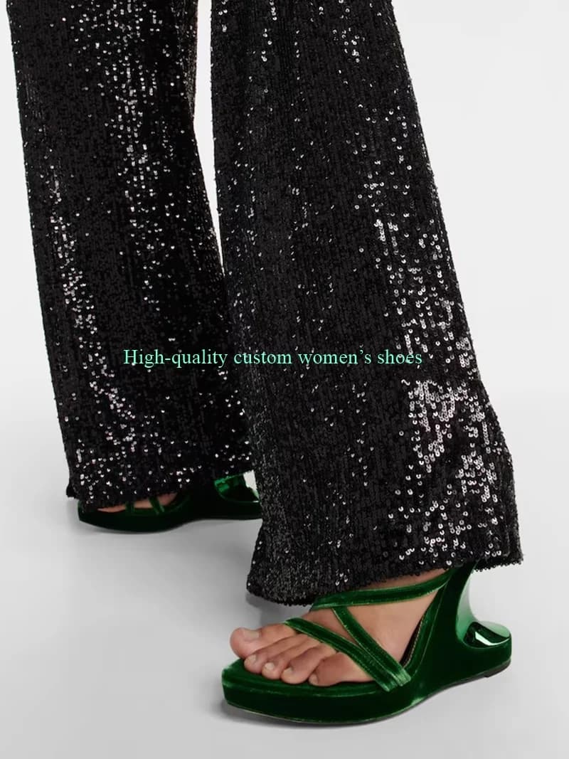 Purple New Model Velvet Fabric Unique Heels Women's Sandals Pointed Toes Ankle Buckle Luxury High Heels Manual Banquet High Heel