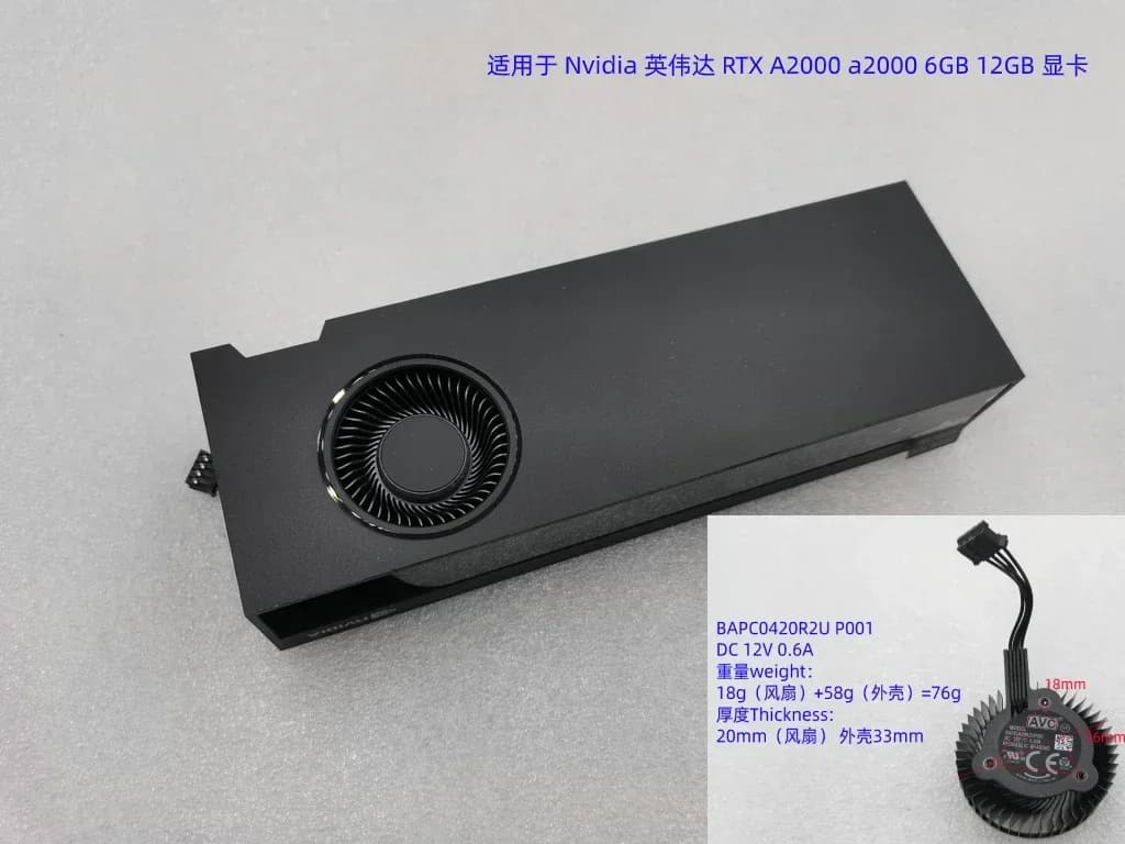 Sostituzione originale della ventola di raffreddamento BAPB0420B2UP001 per PNY NVIDIA Quadro RTX A2000 Ventola di raffreddamento della scheda video grafica da 6 GB 12 GB