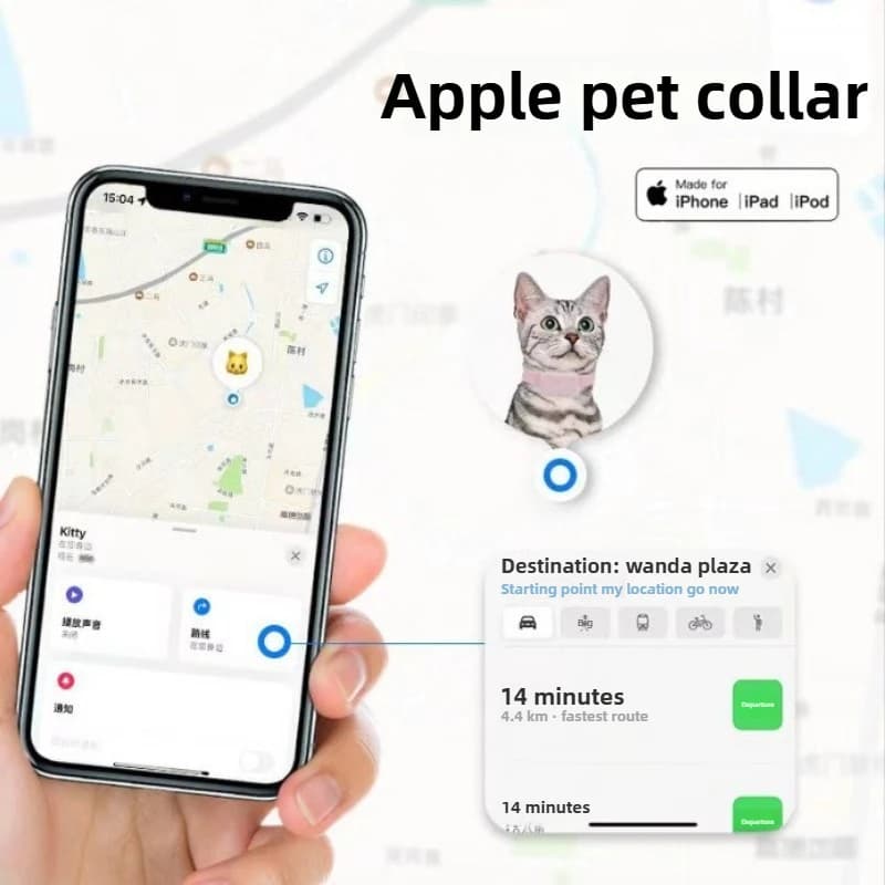 Localizzatore GPS Bluetooth per Animali Domestici, Mini Collare Antifurto con Allarme di Movimento per Cani e Gattini, Localizzatore Globale Remoto