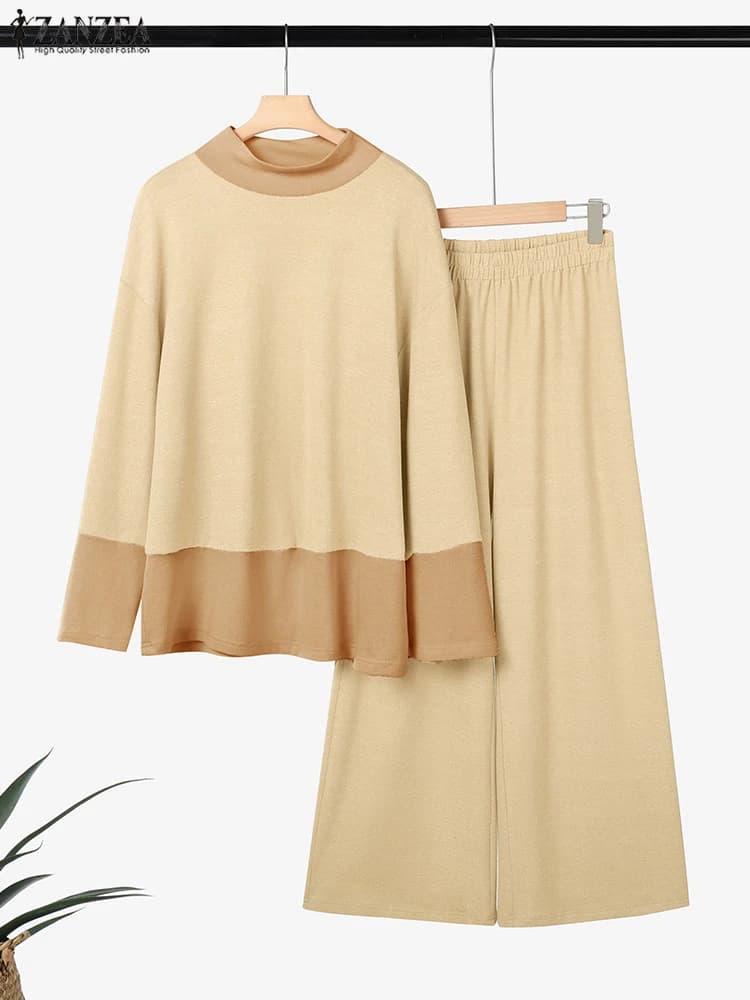 ZANZEA 2025 Elegante Office Lady Abiti Pantaloni da donna Set Casual Allentato Camicetta a maniche lunghe Pantaloni Abiti Solid Fashion Set coordinati