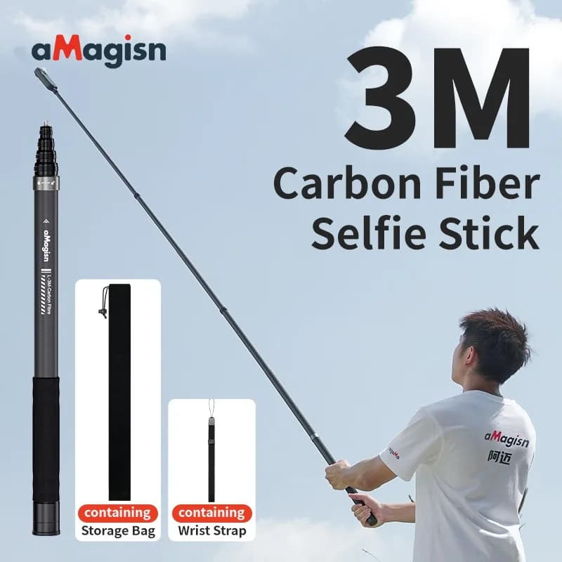 aMagisn per selfie stick invisibile per brasatura al carbonio da 3 m Accessorio per stick di prolunga Insta360/DJI/GoPro