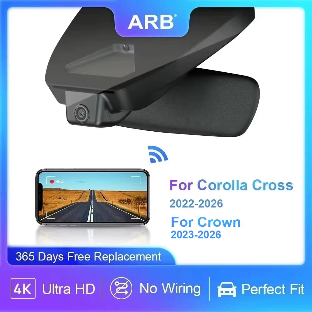 Telecamera da cruscotto per Toyota Corolla Cross 2022-2026 / Crown 2023-2026, ARB 4K 2160P UHD Controllo DVR per auto tramite APP WIFI Connect, Look OEM