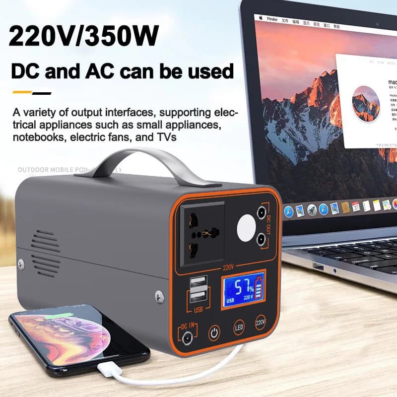 Stazione di Alimentazione Portatile 200W 220V con Prese AC, Generatore con Luce LED, Power Bank per Campeggio, Viaggi e Camper