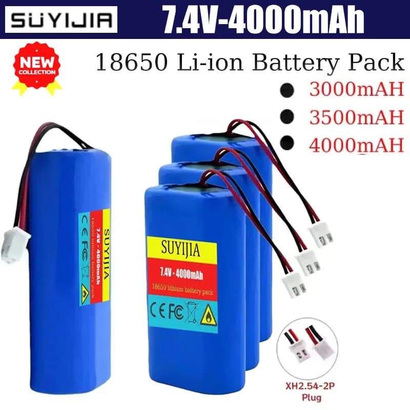 Pacco Batteria al Litio 2S1P 18650 7.4V con Connettore Xh2.54-2P, 3000mAh 3500mAh 4000mAh 1500mAh 3400mAh 3400mAh, Batteria Ricaricabile