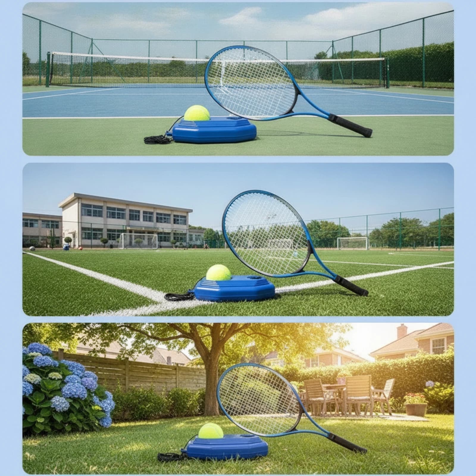 Solo Tennis Practice Aid Aluminum Alloy Tennis Training Racket Comfortable Grip Wear-Resistant for Beginners, Outdoor, Home