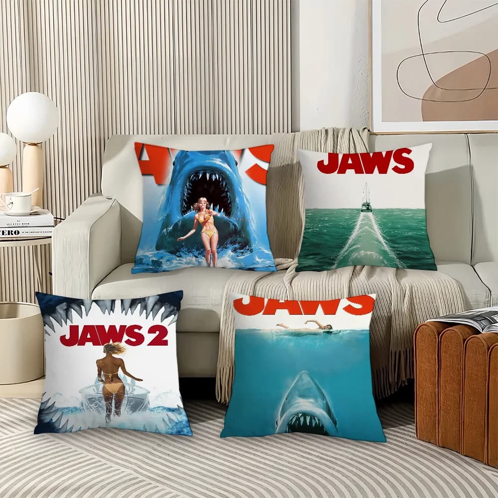 J-Jaws pillow case for horror film Office cushions suitable for sofa, car, bedroom, decorative cushion lining