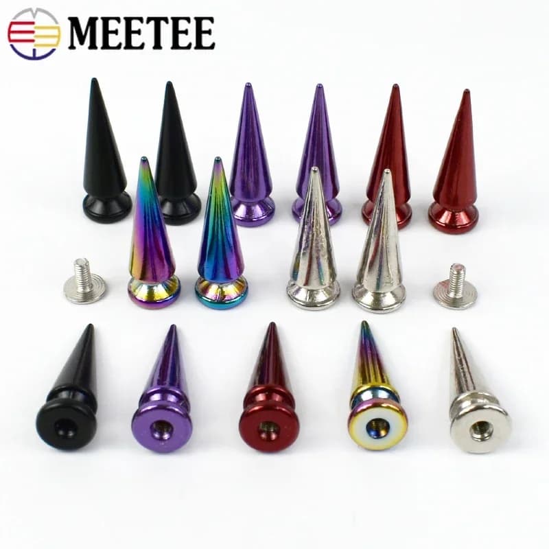 10/20 Pezzi Meetee Rivetti Metallici, Borchie a Cono con Fondo a Vite per Borse e Abbigliamento, Accessori Hardware Fai da Te per Lavorazione Pelle