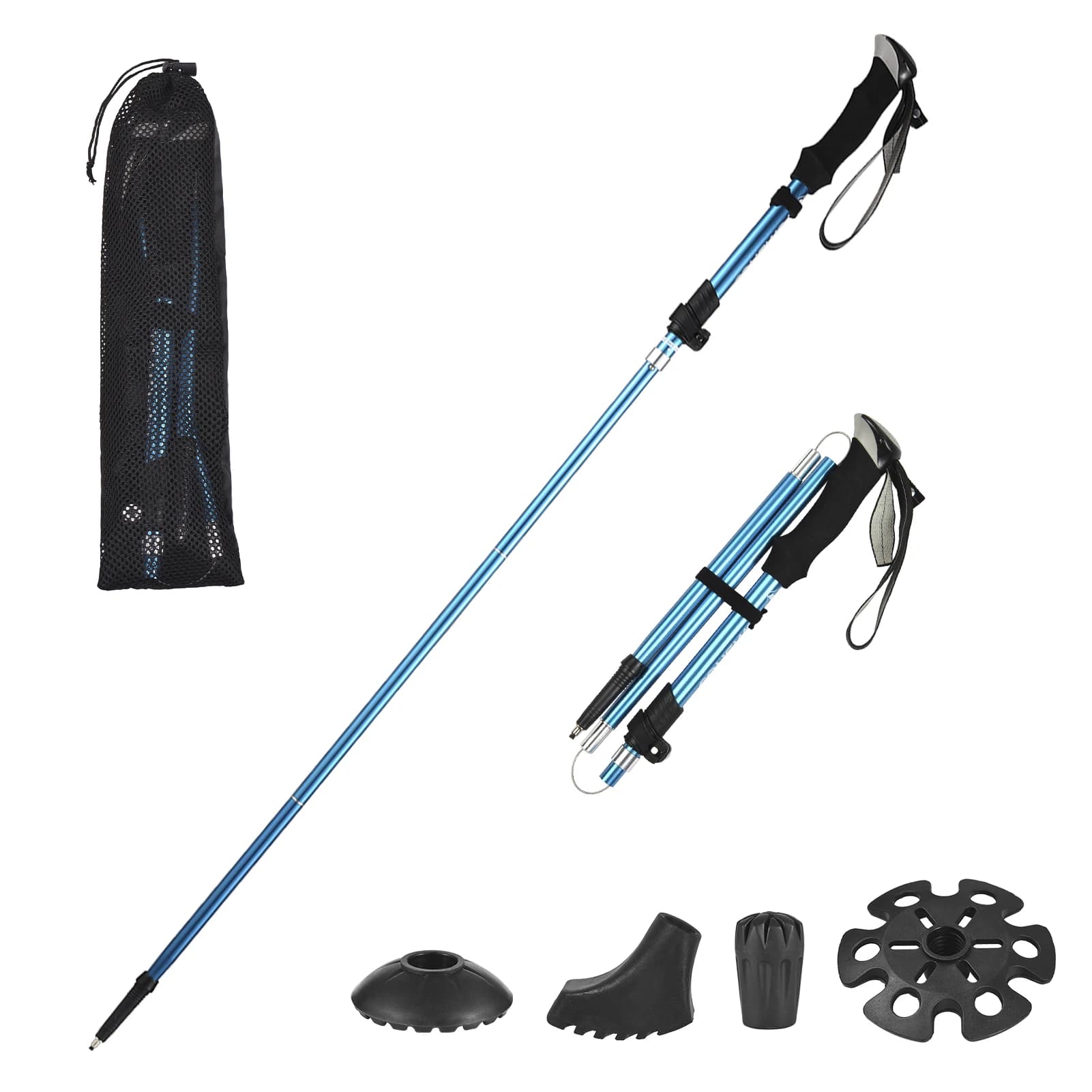 Trekking stick TOMSHOO Light folding trekking pole Walking pole Five folds for hiking Camping Backpack trekking pole