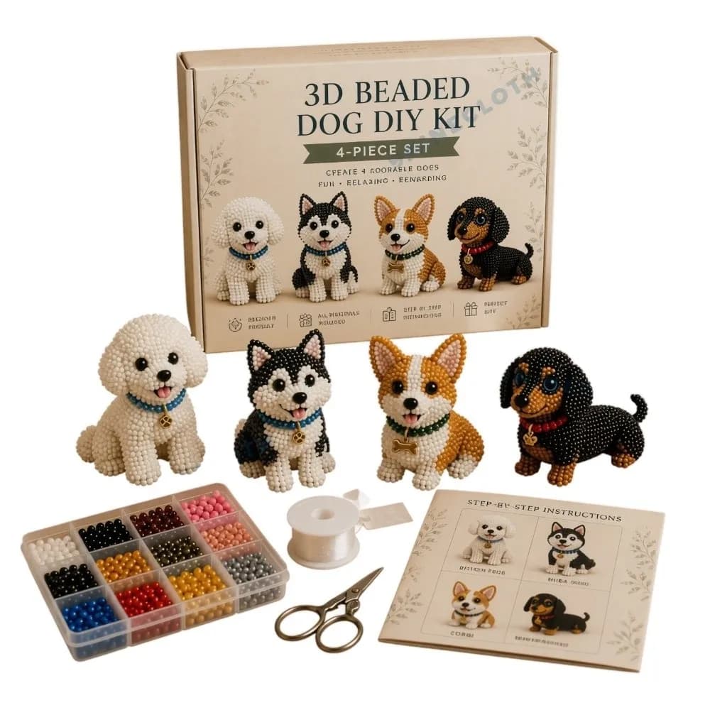 Handmade DIY Animal Bead Embroidery Kit Tiny Mini 3D Bead Pet Keychain Making Kit Educational Dog Animal Crafting Set