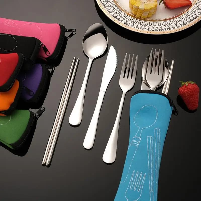 Stainless steel cutlery set Knife fork Knife fork Knife fork spoon wands Set of four pieces Western tableware for kitchen