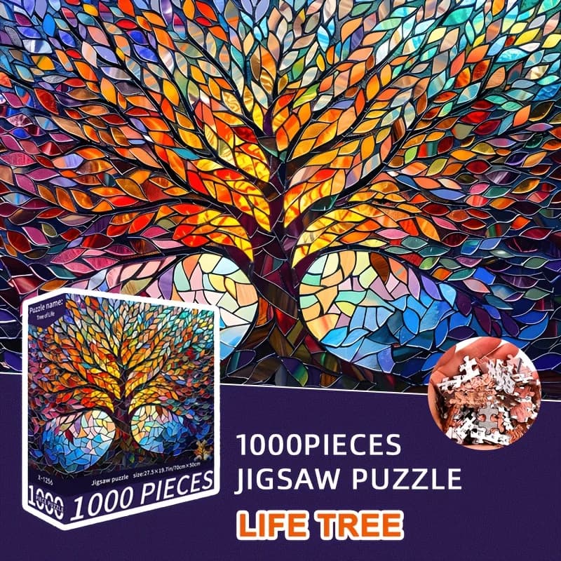 Puzzle per adulti da 1000 pezzi di una pittura ad albero vibrante, dimensioni con finitura grande 70x50 cm (27,5x19,7 pollici)