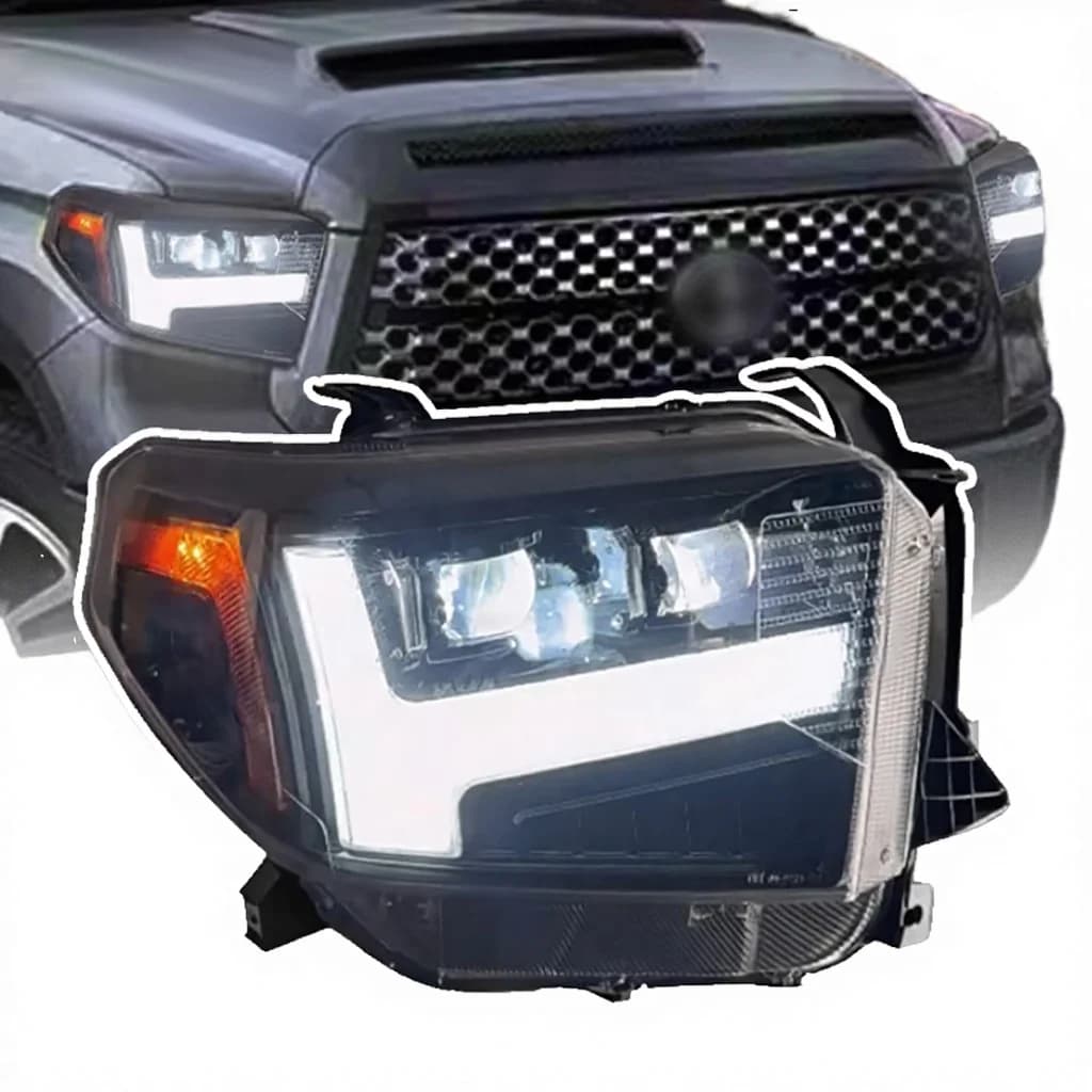 For Toyota Tundra 2014-2021 Headlight Assembly, Upgrade Bi-LED Projector Lens DRL Sequential Turn Signal Plug-and-Play