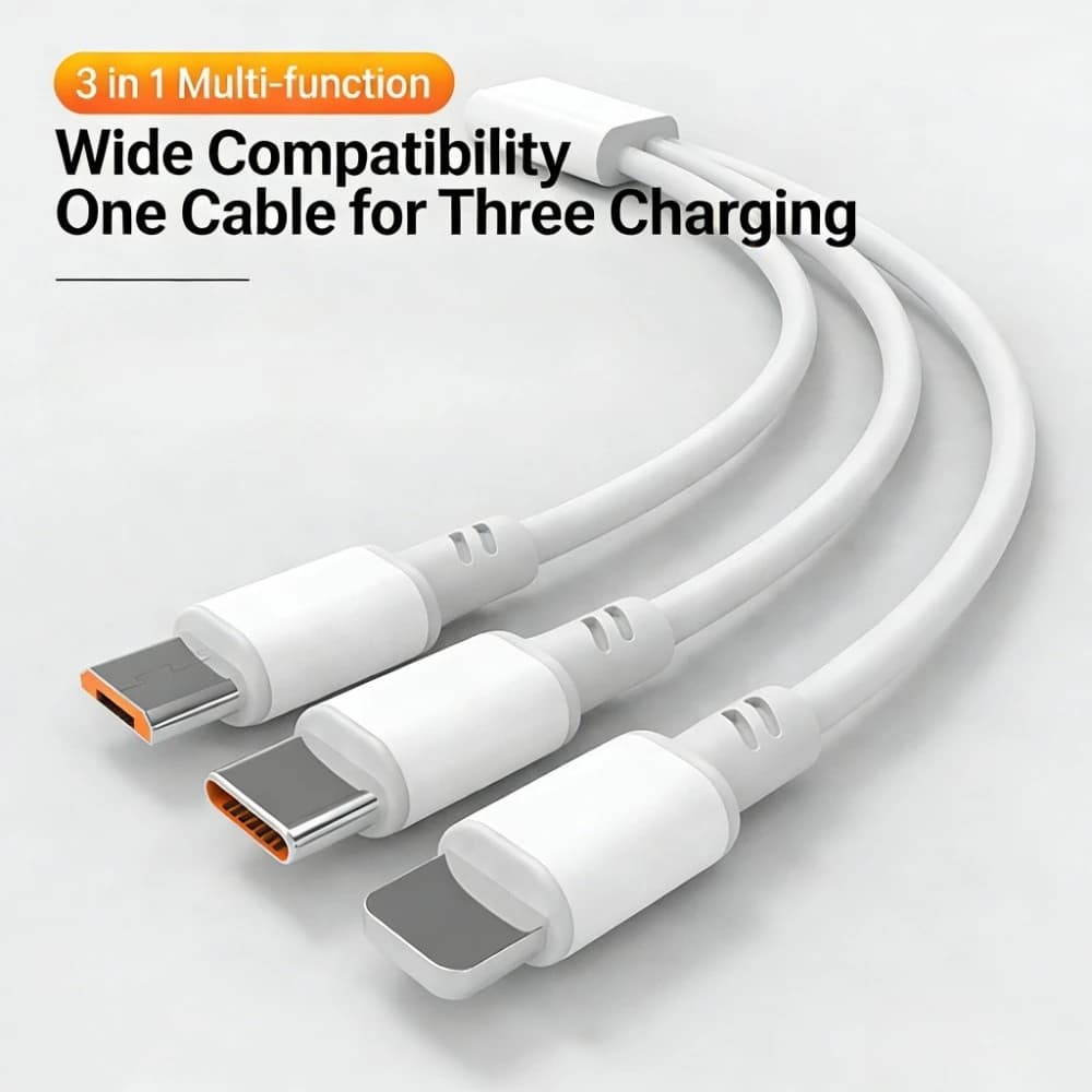 Cavo di ricarica USB-C 3-in-1 con trasferimento dati, cavo di ricarica rapida 3A compatibile con iPhone 11/12/13, dispositivi Type-C, Micro USB
