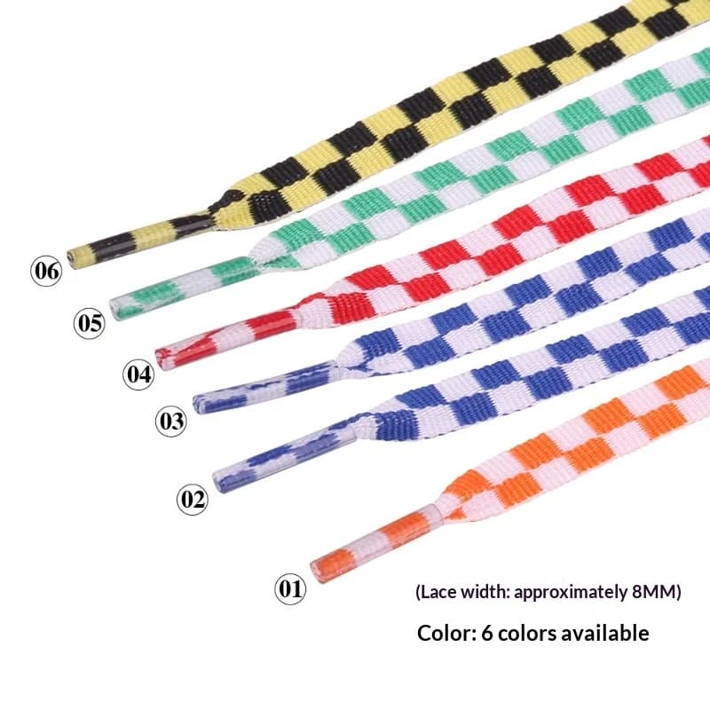 Black White Checkered Grid Flat Shoelaces Printed Ribbon Laces Universal for Men Women Sneaker Shoe Accessories