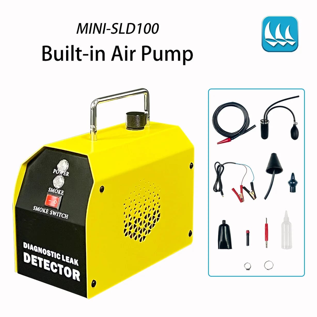 MINI-SLD100 Rilevatore di perdite di fumo automobilistico Generatore di tubi dell'olio Tester di sistema EVAP Strumento diagnostico per localizzatore di perdite di gas