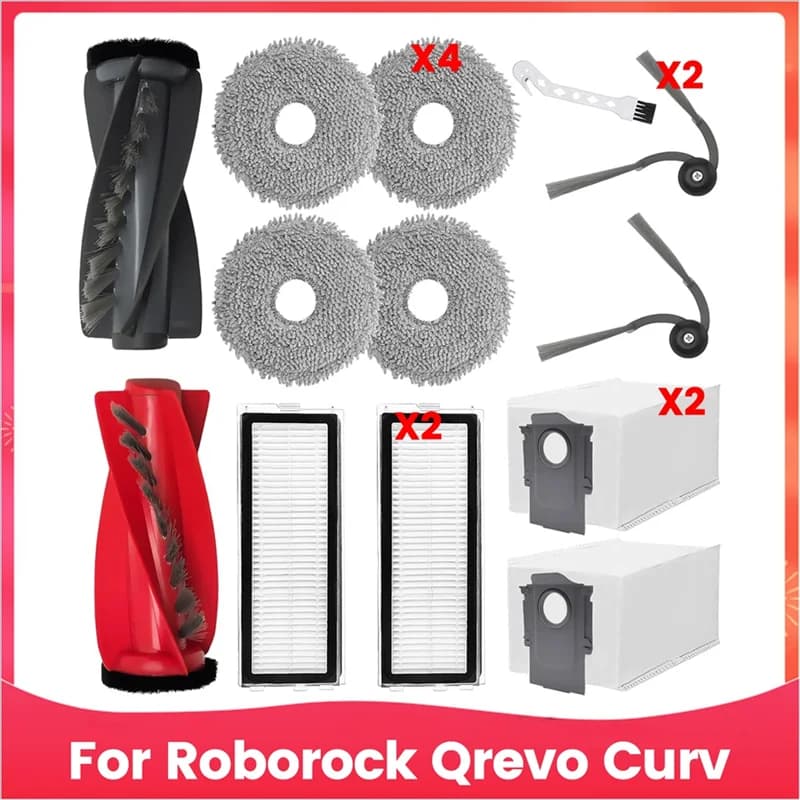 A38T-For Roborock Qrevo Curv Vacuum Cleaner Replacement Parts Main Side Brush Hepa Filter Mop Cloth Dust Bags
