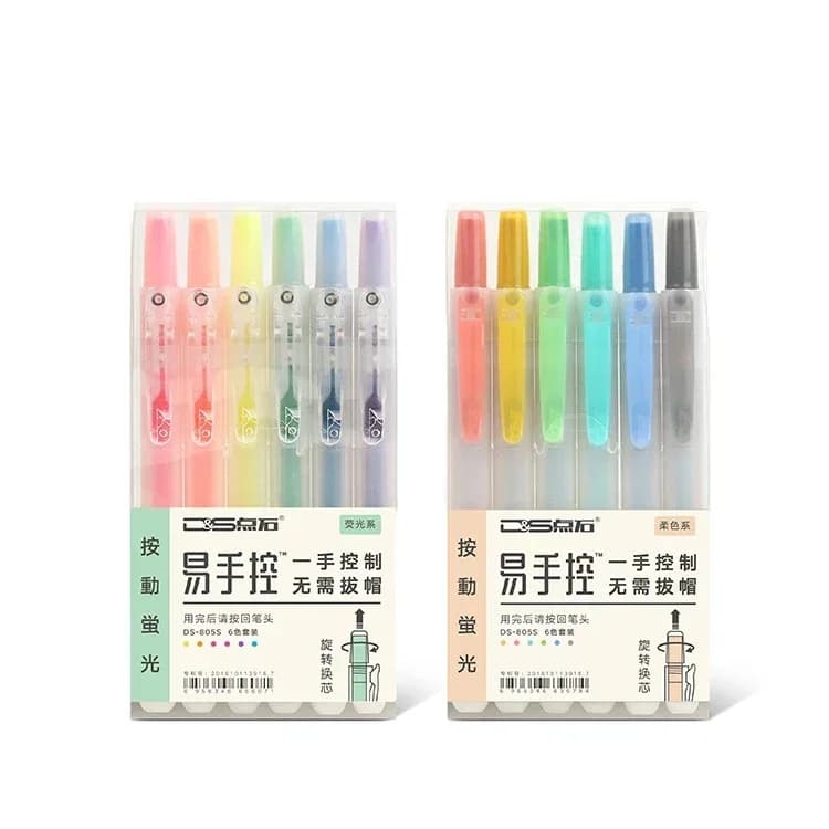 Evidenziatori retrattili Evidenziatori pastello ricaricabili Pennarelli a fluorescenza per forniture per ufficio scolastico di journaling