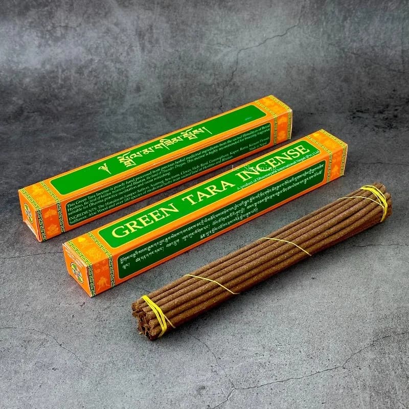 21 centimetri Verde Tara Fatti A Mano Tibetano Incenso Bastoni Templi Culto Buddha Benedizione Meditazione Casa Interno Purificare L'aria Joss Stick