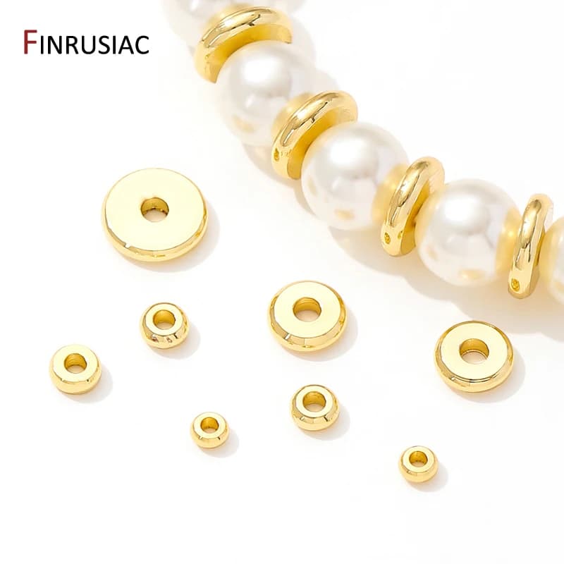 18K gold plated brass flat spacer beads for creating bracelets, jewelry accessories, beads separators, supplies for creating DIY jewelry