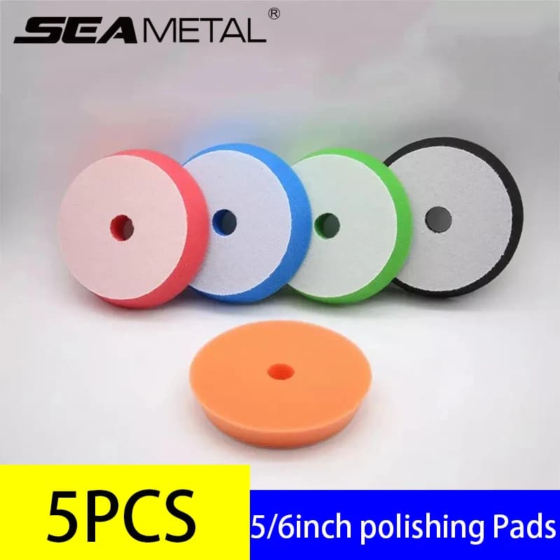 SEAMETAL 5 pcs 5/6 inches self-cleaning sponge polishing wheel for self-cleaning wax set for car wax applicators discs
